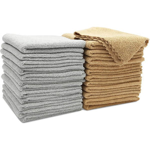 Microfiber Cleaning Cloths, Lint Free Towels (Brown and Grey, 50 Pack)