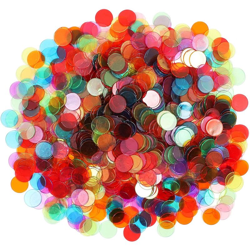 Juvale Bingo Counting Chips, Round Transparent Plastic Markers (0.75 in, 1000 Pieces)