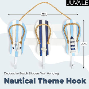 Nautical Theme Hook, Decorative Beach Slippers Wall Hanging (12 x 9 Inches)