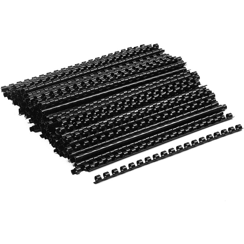 Black Spiral Binding Coils, Plastic Coil Spines for 40 Sheets (8mm, 11 in, 200 Pack)