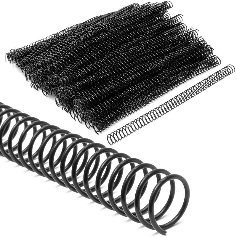 Black Spiral Binding Coils, Plastic Spines for 110 Sheets (12 in, 14mm, 4:1 Pitch, 100 Pack)