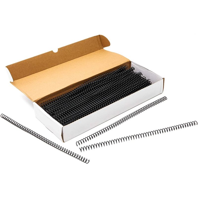 Black Spiral Binding Coils, Plastic Spines for 45 Sheets (12 in, 8mm, 4:1 Pitch, 100 Pack)