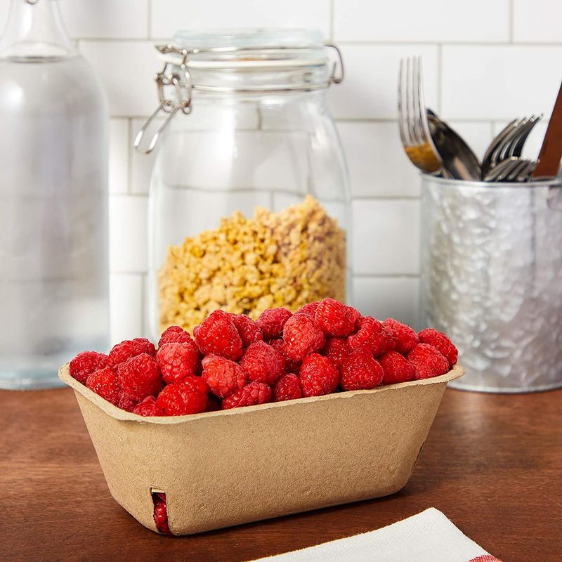 Pulp Fiber Berry Baskets for Fruit (1 Pint, 7.36 x 4.56 x 2.6 In, 60 Pack)