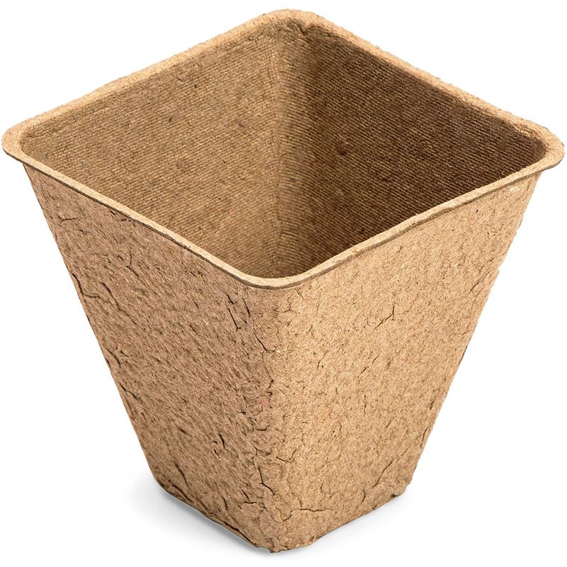Square Peat Starter Pots with Plastic Plant Labels (3.15 In, 120 Pack)