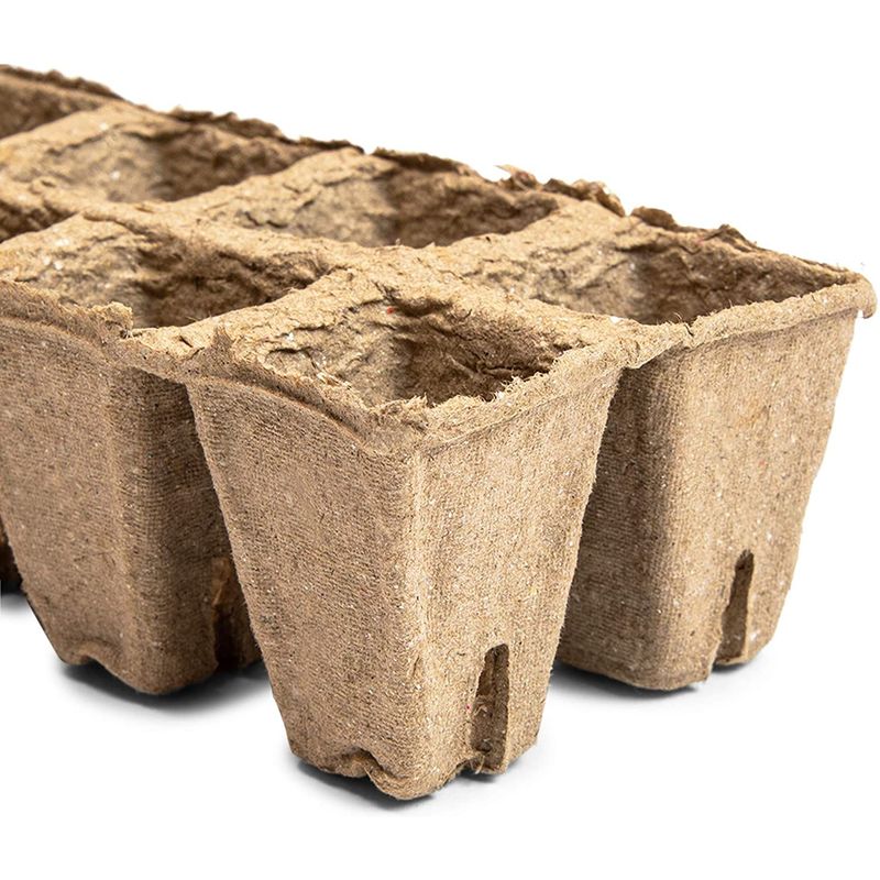 Rectangle Peat Starter Pots with Plastic Plant Labels (2 x 6 In, 42 Pack)