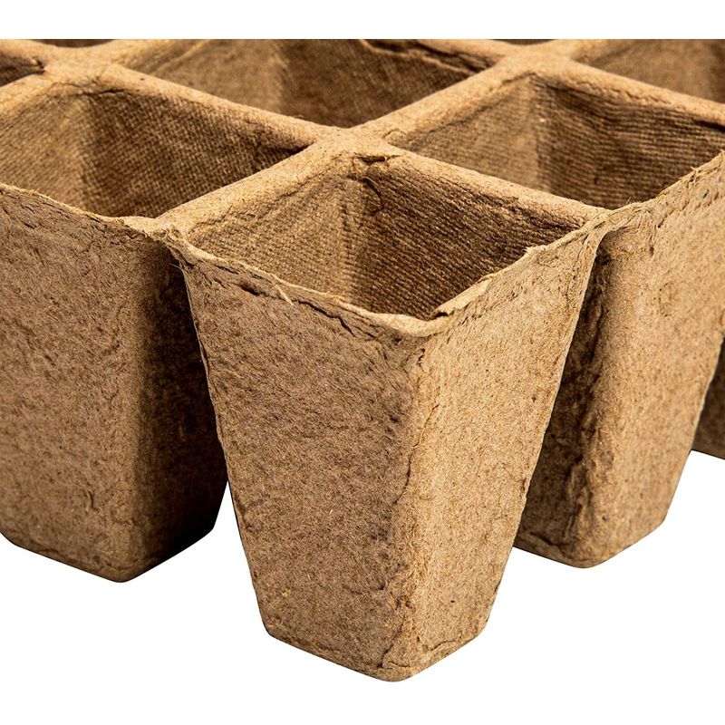 Peat Starter Pots with Plastic Plant Labels and Widger Dibbers (42 Pack)