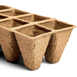 Rectangle Peat Starter Pots with Plastic Plant Labels (2 x 5 In, 42 Pack)