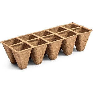 Rectangle Peat Starter Pots with Plastic Plant Labels (2 x 5 In, 42 Pack)
