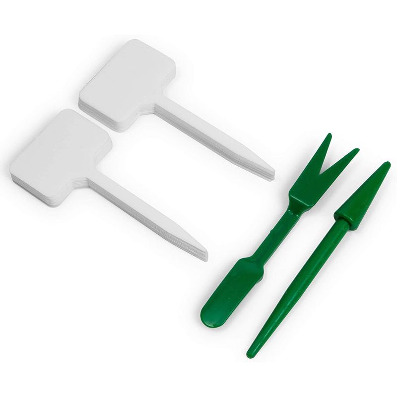 Rectangle Peat Starter Pots with Plastic Plant Labels (2 x 5 In, 42 Pack)