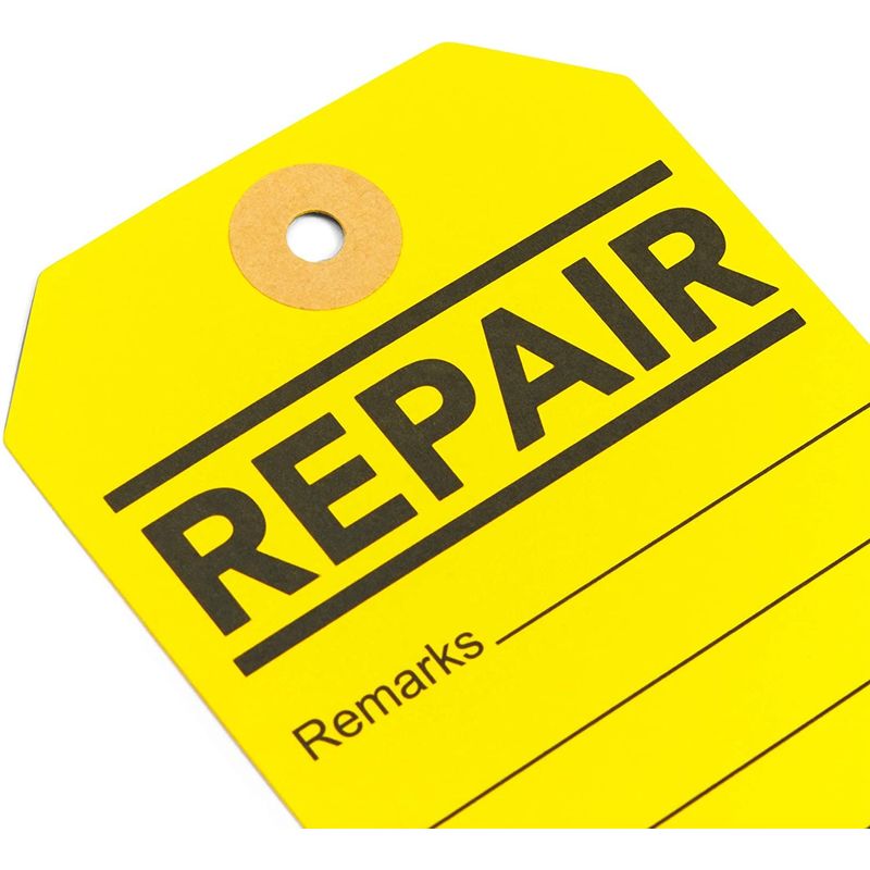 Maintenance Repair Tags (Yellow, 2.6 x 5.25 in, 100 Pack)