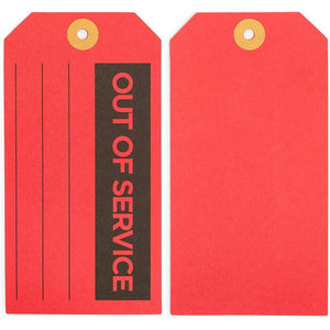 Out of Service Tags with Cotton String (Red, 5.75 x 3 in, 100 Pack)