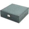 Green Velvet Jewelry Display Box Organizer with 2 Layers (10.5 x 10.5 x 3.5 In)