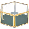 Velvet Glass Jewelry Box, Gold Hexagon Box for Trinkets (5 x 4.5 x 2.1 In)