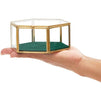 Velvet Glass Jewelry Box, Gold Hexagon Box for Trinkets (5 x 4.5 x 2.1 In)