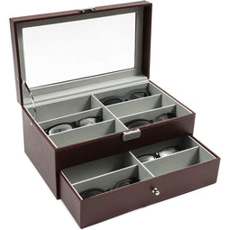 Juvale Sunglasses Storage Box for Eye-Ware (13.25 x 7.5 x 6 in, Brown)