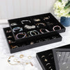 Black Jewelry Storage Trays Organizer Set with Clear Lid (13.5 x 9.5 Inches)