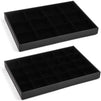 Black Jewelry Storage Trays Organizer Set with Clear Lid (13.5 x 9.5 Inches)
