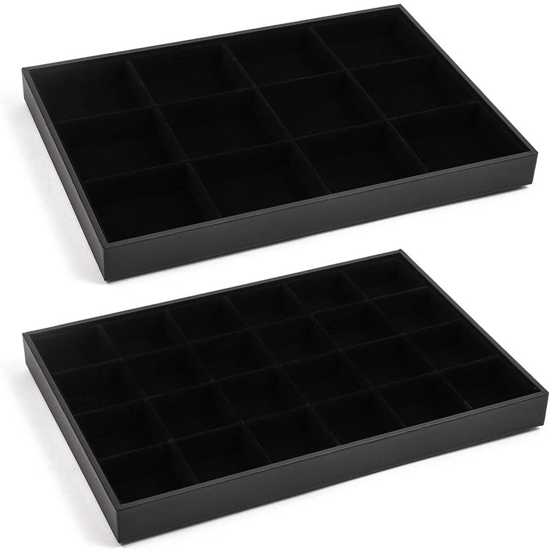 Juvale Faux Leather Mens Jewelry Box Organizer, Valet Tray for Watches (Black, 12.6 x 9 x 4 in)