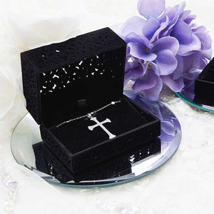 Rectangle Velvet Jewelry Gift Box (8.5 x 5.8 x 4.5 Inches, Black)