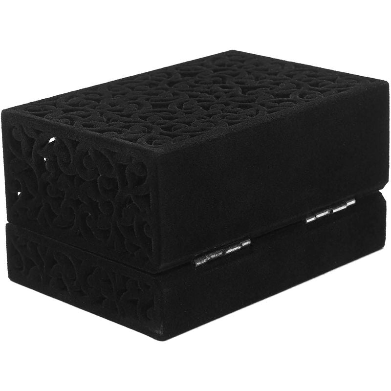 Rectangle Velvet Jewelry Gift Box (8.5 x 5.8 x 4.5 Inches, Black)