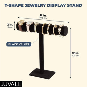 Black Velvet T-Shape Jewelry Display Stand (12-Inches)