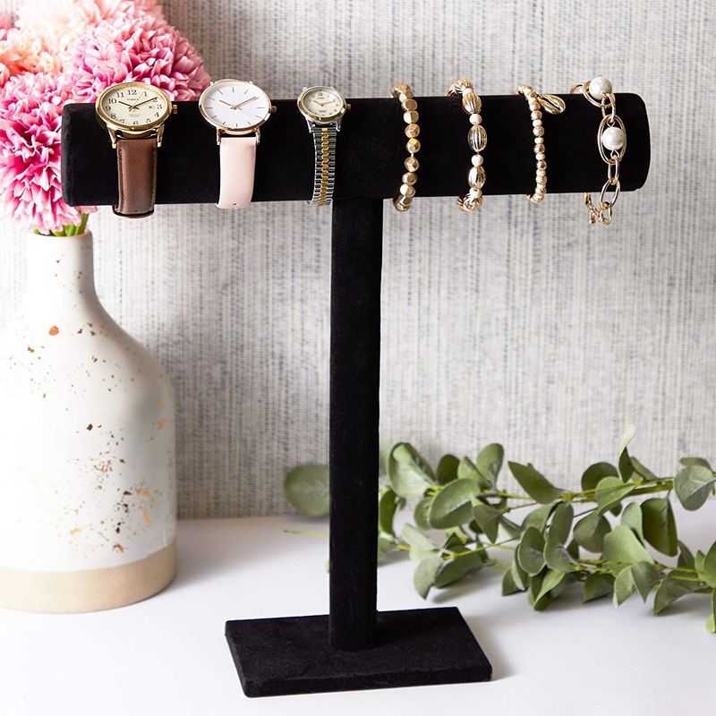 Black Velvet T-Shape Jewelry Display Stand (12-Inches)