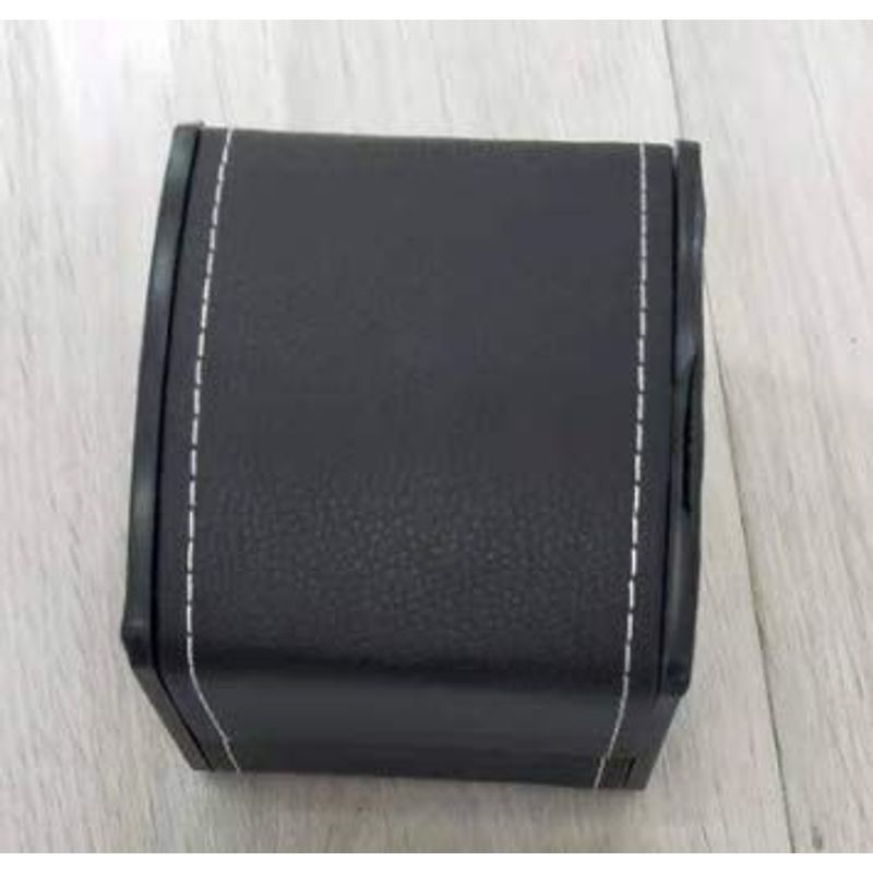 Single Grid Wrist Watch Box with Pillow (Black, Faux Leather)