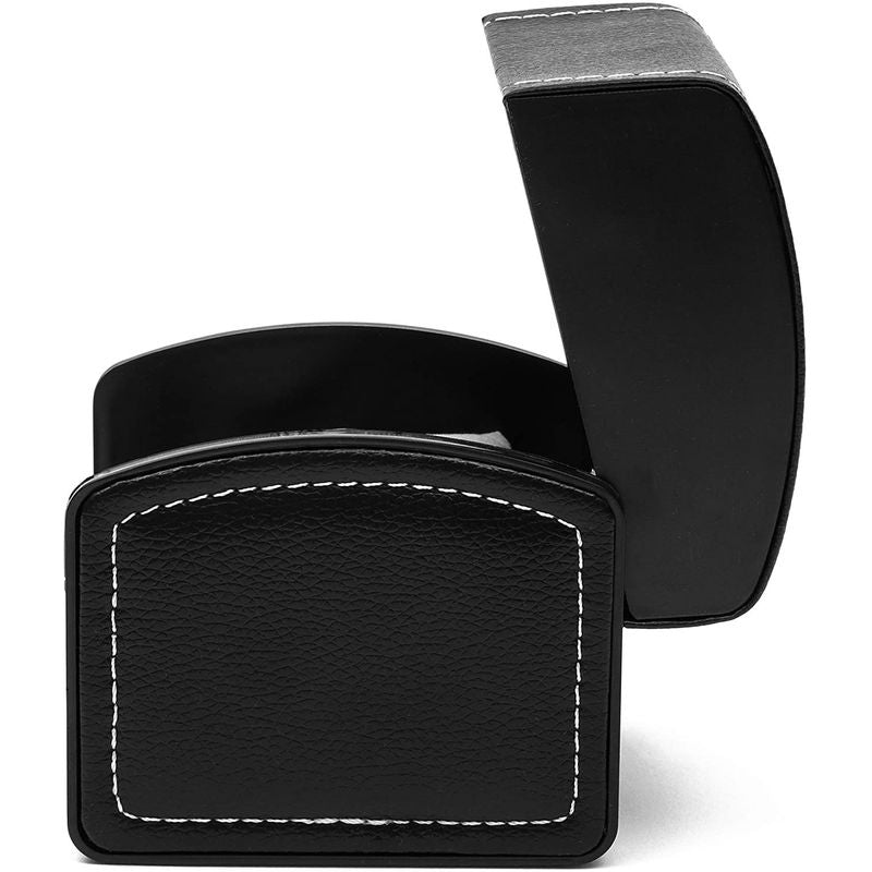 Single Grid Wrist Watch Box with Pillow (Black, Faux Leather)