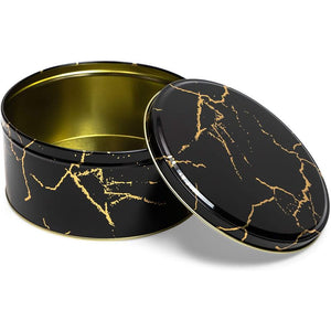 Juvale Black Marble Metal Tins with Lids, Kitchen Canisters (3 Sizes, 3 Pack)