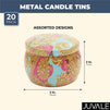 Metal Candle Tins with Lids, Round Storage Containers (3 x 2 In, 20 Pack)