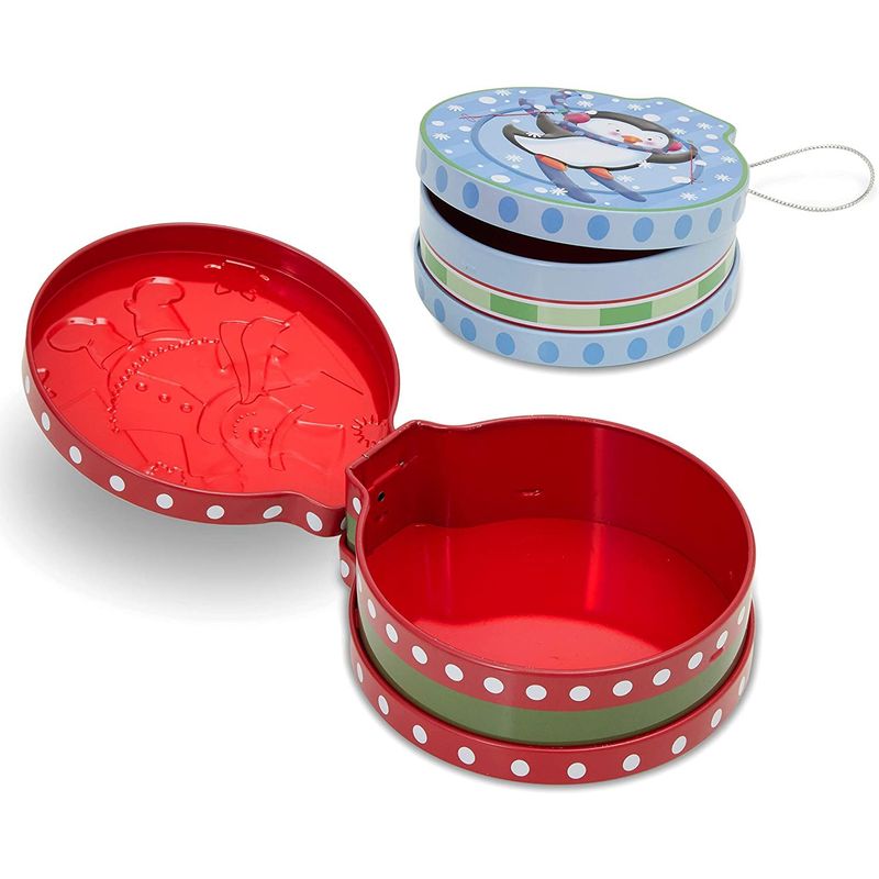 Christmas Cookie Tins with Lids for Gift Giving, Candy, Treats (6 Designs, 6 Pack)