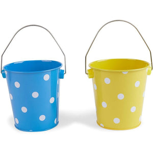 Juvale Mini Metal Buckets with Handles, Polka Dot Pails for Party Favors (6 Pack)