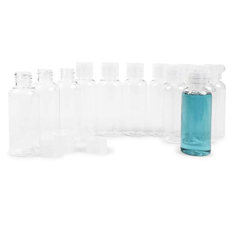 Plastic Travel Bottles, Empty Travel Containers with Flip Cap (2 oz, 12 Pack)