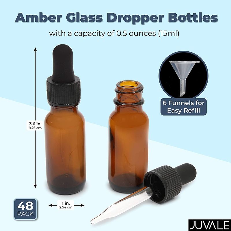 Nevlers 2 oz. Amber Glass Bottles with Dropper, Bottle Brush, Funnel, and  Labels (Set of 48) MK-AM-DRP-2Z-48P-42 - The Home Depot