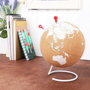 Mini Cork Globe, 6 Push Pins, Educational World Map for Desktop (5.9 x 7.87 in)