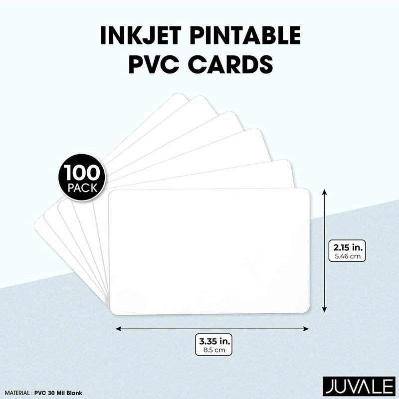 Inkjet Printable Compatible PVC Cards for ID (3.35 x 2.15 in, 100 Pack)