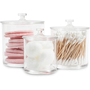 Acrylic Jars Set, Plastic Apothecary Containers with Lids (3 Pack)