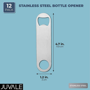 Stainless Steel Flat Bottle Opener (4.8 x 1.2 Inches, 12-Pack)