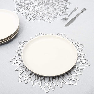 Juvale Decorative Vinyl Placemat in Silver Leaf Design (14.4 in, 10 Pack)