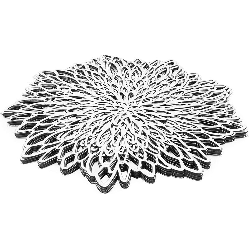 Juvale Decorative Vinyl Placemat in Silver Leaf Design (14.4 in, 10 Pack)