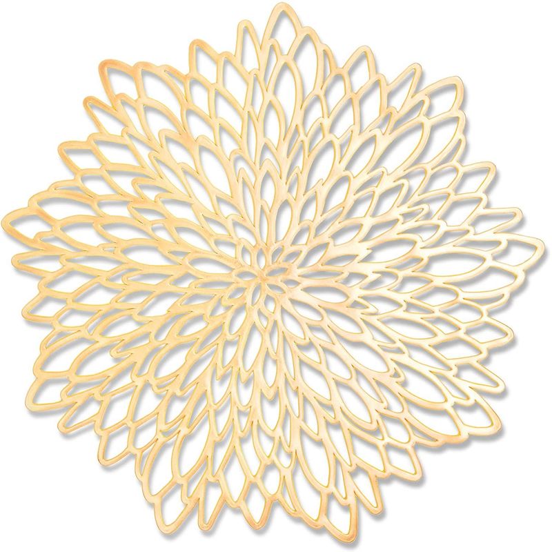 Decorative Vinyl Placemat in Gold Leaf Design (14.4 in, 10 Pack)