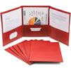 Pocket Folders, Red Tri-Fold File Organizers (11.5 x 9 Inches, 24 Pack)