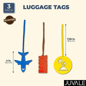 Luggage Identifiers, Tag Set, Faux Leather (3 Pack, 4 inches)
