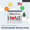 Juvale Interchangeable Welcome Home Sign, Wood Grain Hanging Wall Decor (16 x 9 in, 8 Pieces)