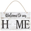 Juvale Interchangeable Welcome Home Sign, Wood Grain Hanging Wall Decor (16 x 9 in, 8 Pieces)