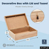 Decorative Box with Lid and Tassel, Wooden Jewelry Storage (9.5 x 6 x 3 In)