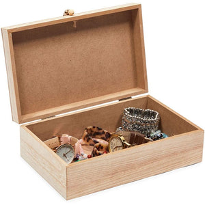 Decorative Box with Lid and Tassel, Wooden Jewelry Storage (9.5 x 6 x 3 In)
