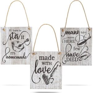 Juvale Wood Farmhouse Signs for Kitchens (3 Designs, 7.8 x 9.36 in, 3 Pack)