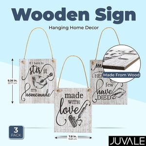 Juvale Wood Farmhouse Signs for Kitchens (3 Designs, 7.8 x 9.36 in, 3 Pack)
