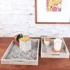 Rustic Wood Coffee Table Serving Tray, Floral Home Décor (2 Pieces)